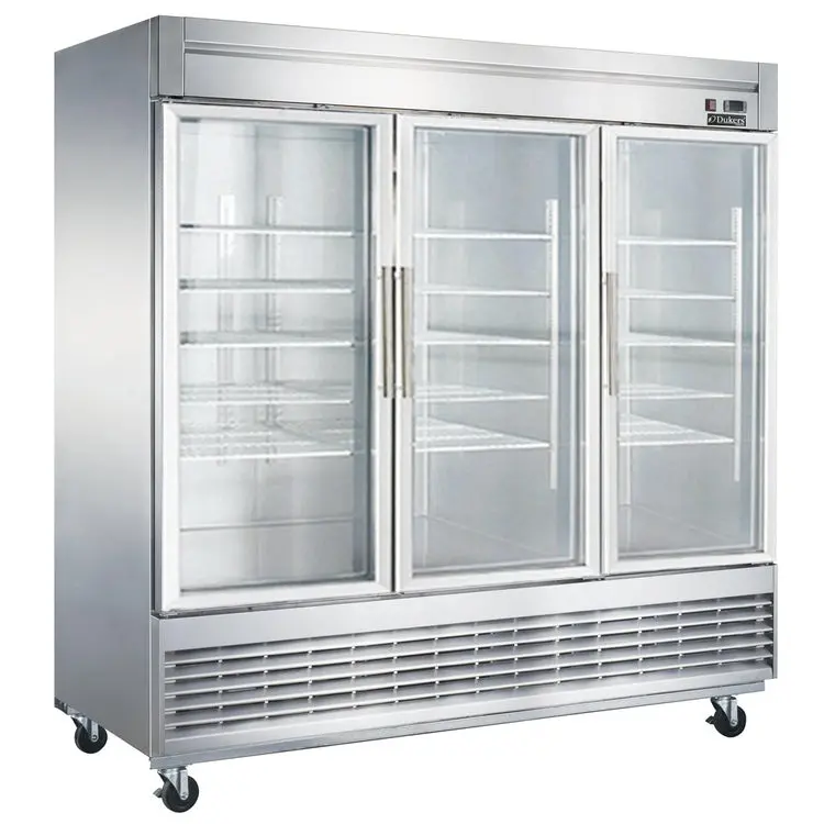 Dukers D83R-GS3 Bottom Mount Glass 3-Door Commercial Refrigerator