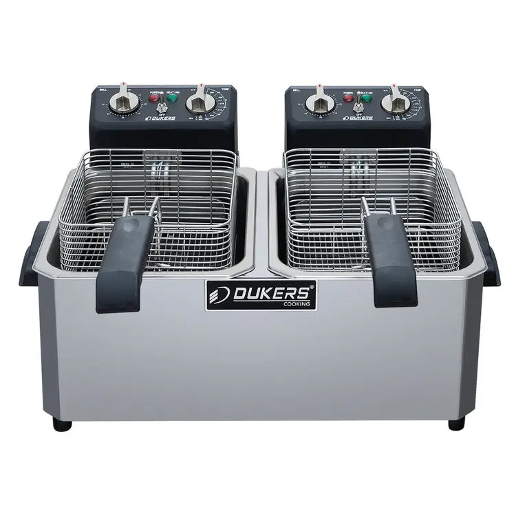 Dukers DCF10ED 20lb Two Basket Electric Commercial Countertop Fryer