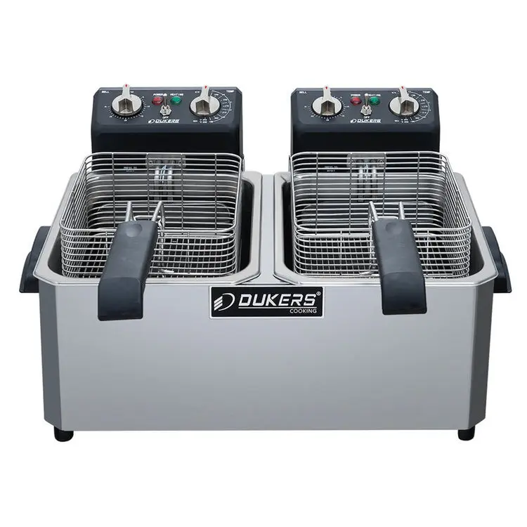 Dukers DCF15ED 30lb Two Basket Electric Commercial Countertop Fryer