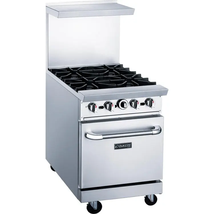 Dukers Appliance DCR24-4B 24" Commercial Gas Range Oven with 4 Open Burners
