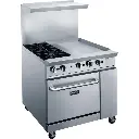 Dukers DCR36-2B24GM 36" Commercial Gas Range Oven 2 Burners & 24" Griddle