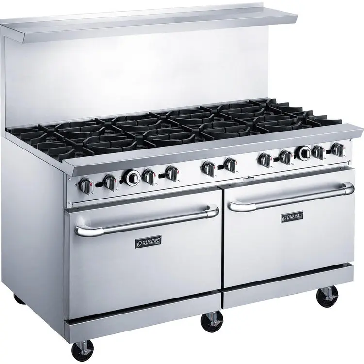 Dukers DCR60-10B 60" Commercial Gas Range Oven with 10 Open Burners