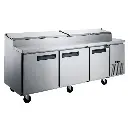 Dukers DPP90-12-S3 Commercial 3-Door Pizza Prep Table Refrigerator