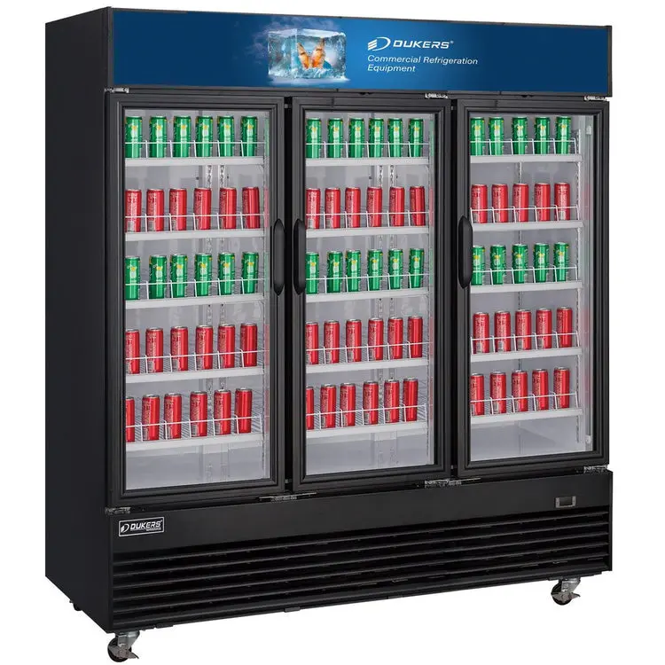 Dukers Appliance DSM-69R Glass Swing 3-Door Merchandiser Refrigerator
