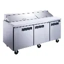 Dukers DSP72-18-S3 72" 3-Door Sandwich/Salad Prep Table Refrigerator