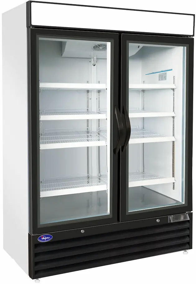 Valpro VP2F-48FDVHC Two Swing Glass Door Merchandiser Double Volt Freezer – 48 Cu. Ft.