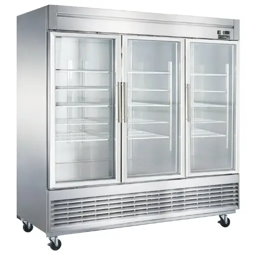 Dukers D83R-GS3 Bottom Mount Glass 3-Door Commercial Refrigerator