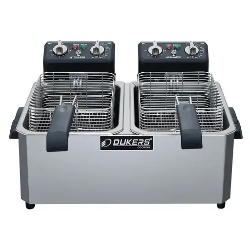 Dukers DCF10ED 20lb Two Basket Electric Commercial Countertop Fryer
