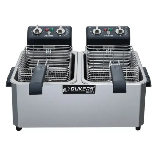 Dukers DCF15ED 30lb Two Basket Electric Commercial Countertop Fryer