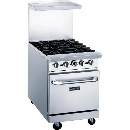 Dukers Appliance DCR24-4B 24" Commercial Gas Range Oven with 4 Open Burners