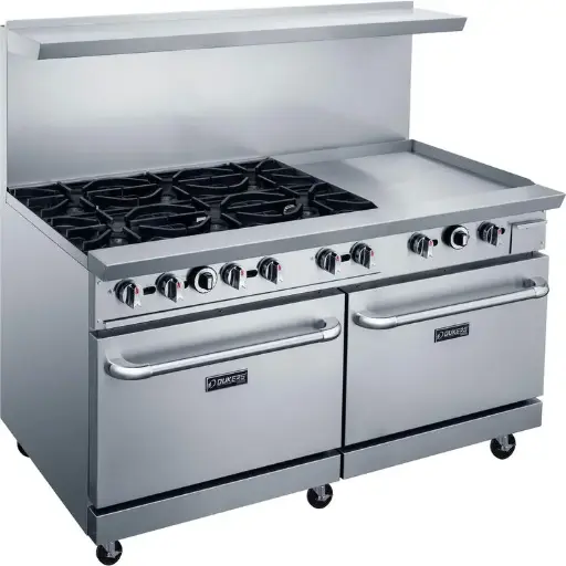 Dukers DCR60-6B24GM 60" Commercial Gas Range Oven 6 Burners & 24" Griddle
