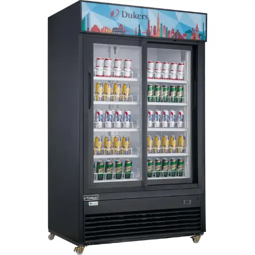 Dukers Appliance DSM-40SR Glass Sliding 2-Door Merchandiser Refrigerator