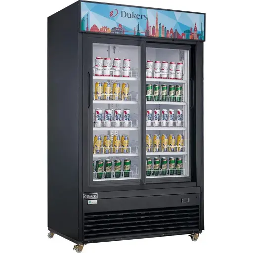Dukers Appliance DSM-47SR Glass Sliding 2-Door Merchandiser Refrigerator