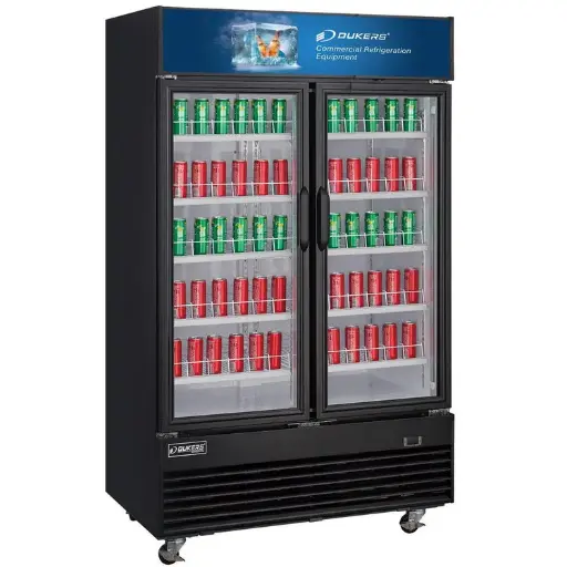 Dukers Appliance DSM-48R Glass Swing 2-Door Merchandiser Refrigerator