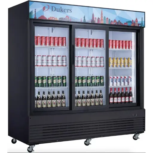 Dukers Appliance DSM-68SR Glass Sliding 3-Door Merchandiser Refrigerator