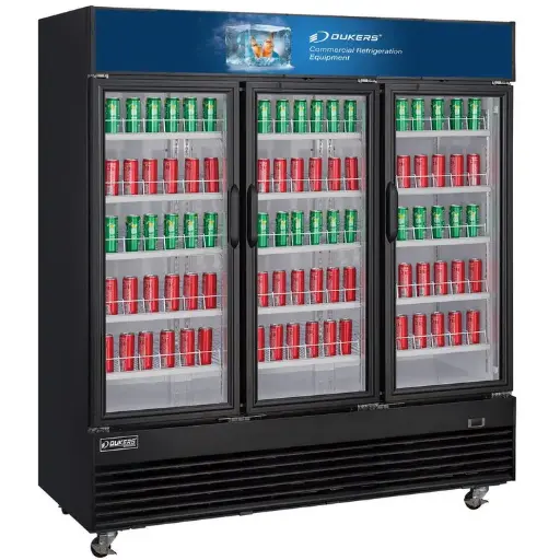 Dukers Appliance DSM-69R Glass Swing 3-Door Merchandiser Refrigerator