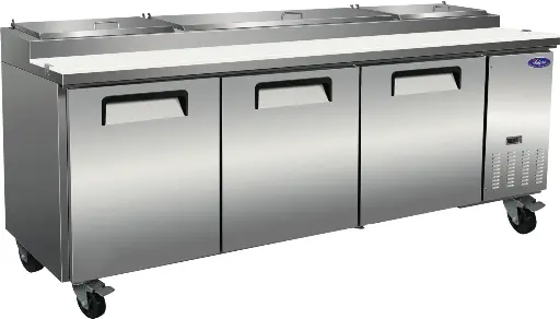 Valpro Refrigeration VPP94-HC 94″ Three Door Pizza Prep Table Refrigerator